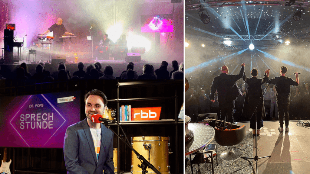 Impressionen von Dr. Pop bei Live-Auftritten und im Radio